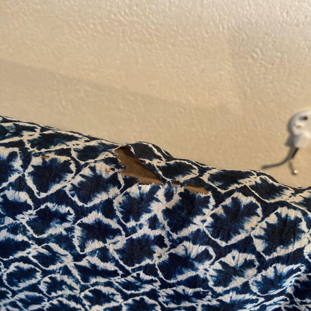 古布 男物 半襦袢 両面染め 型染 ミツウロコ 絞り 時代劇