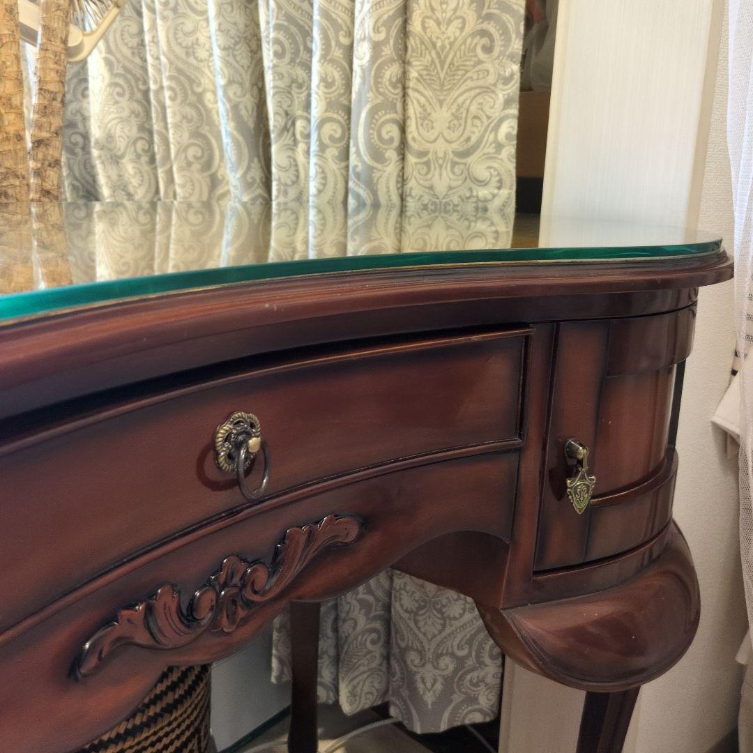 さるこ様専用ダークブラウン 木製 文机 曲線デザイン猫脚(=^・^