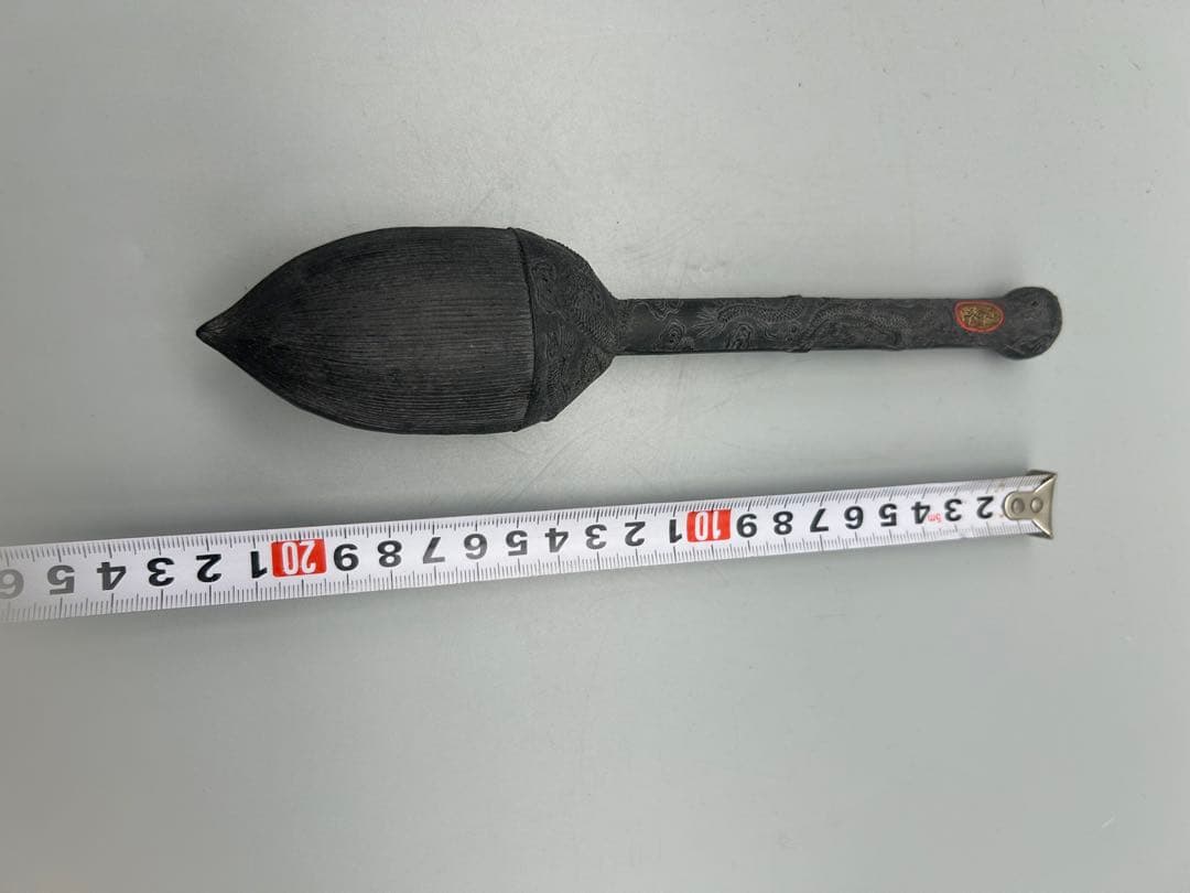 骨董品】中国 古墨 扇形硯箱 石材 風景彫刻