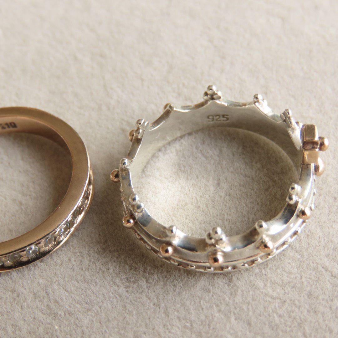 ブルーム　クラウン　K5 925 重ね付け　リング　2連　セット