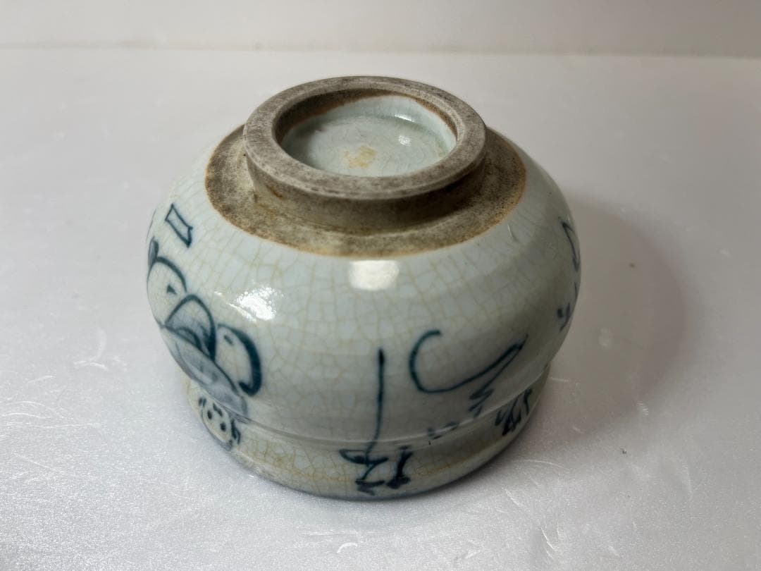 骨董 膳所焼 安南 茶碗 賢人絵 茶道具