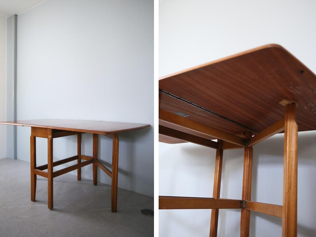 英国アンティークチーク材ゲートレッグテーブル/バタフライダイニング机92-109