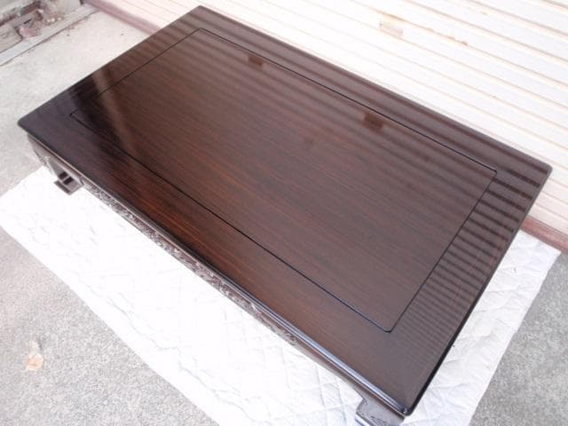 新品！半額以下！！黒檀 無垢 5尺(150巾)座敷机 太脚 座卓 検/