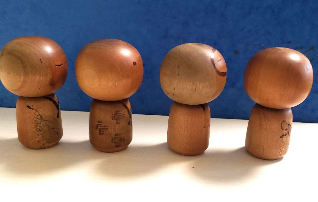 こけし4個　村上けん一作品サイン入り他