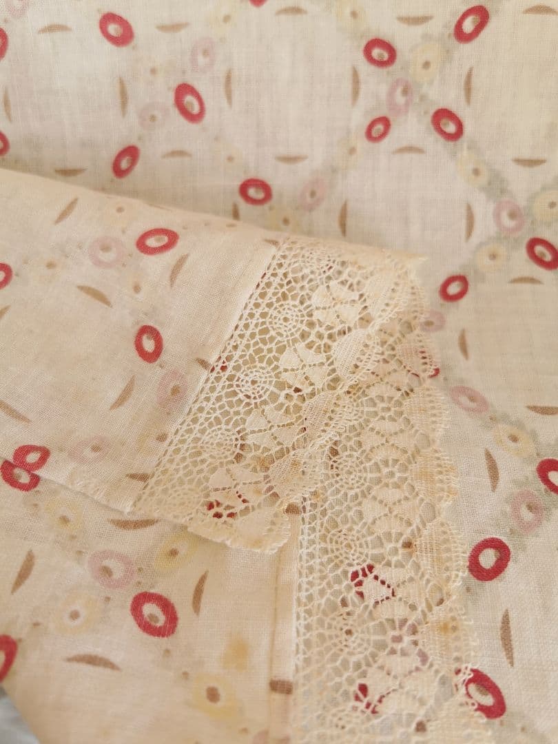 アンティーク トレリスローズ花柄フレンチファブリック レース装飾