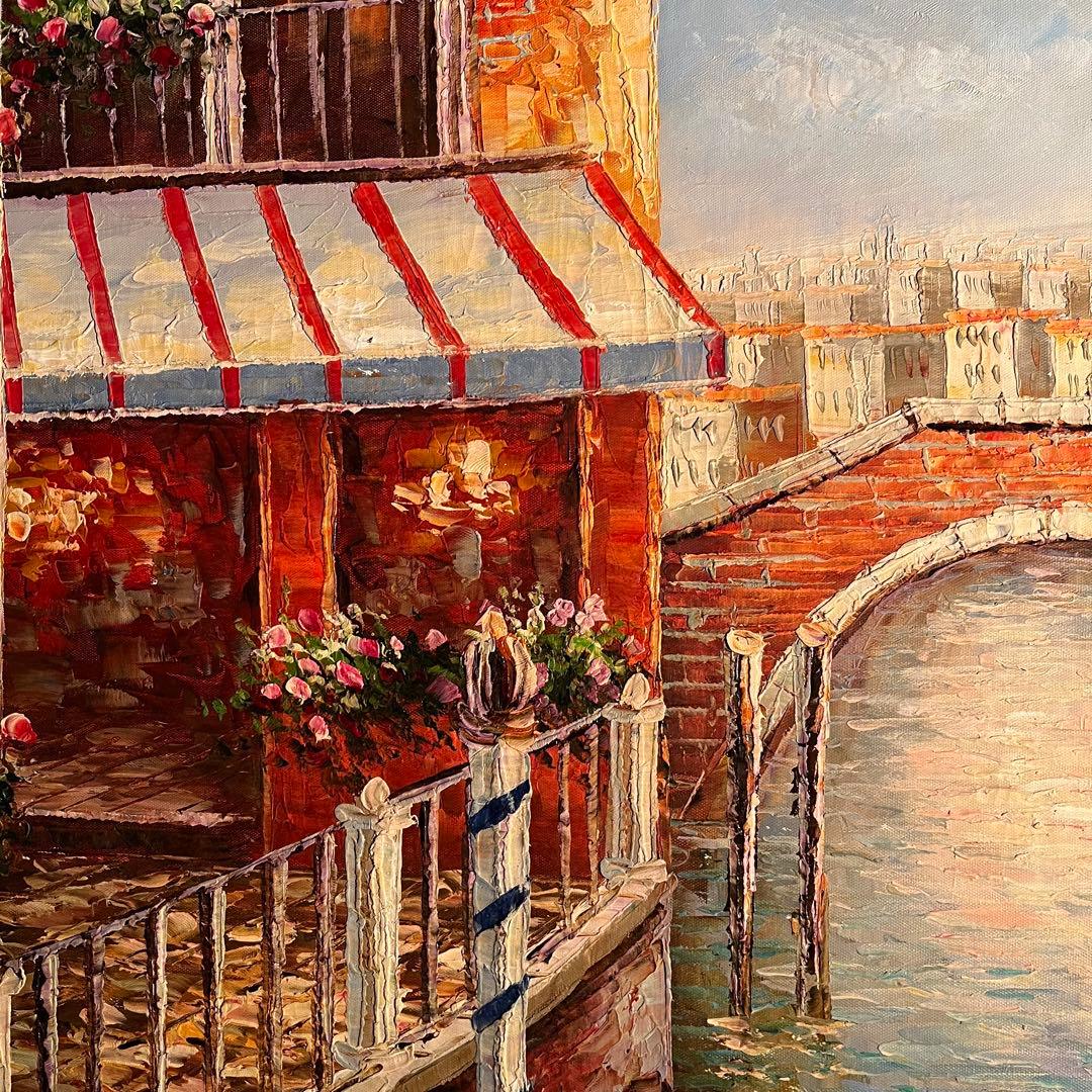 ★特大秀作★ 手書き油絵 ヴェネツィア 額付き 肉筆絵画 インテリア 油彩画