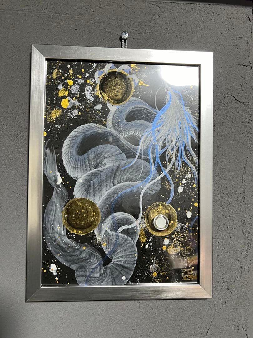 超開運 龍 龍神 龍レリーフ絵画【 人間国宝 】鹿島一谷 【銅板表面金箔