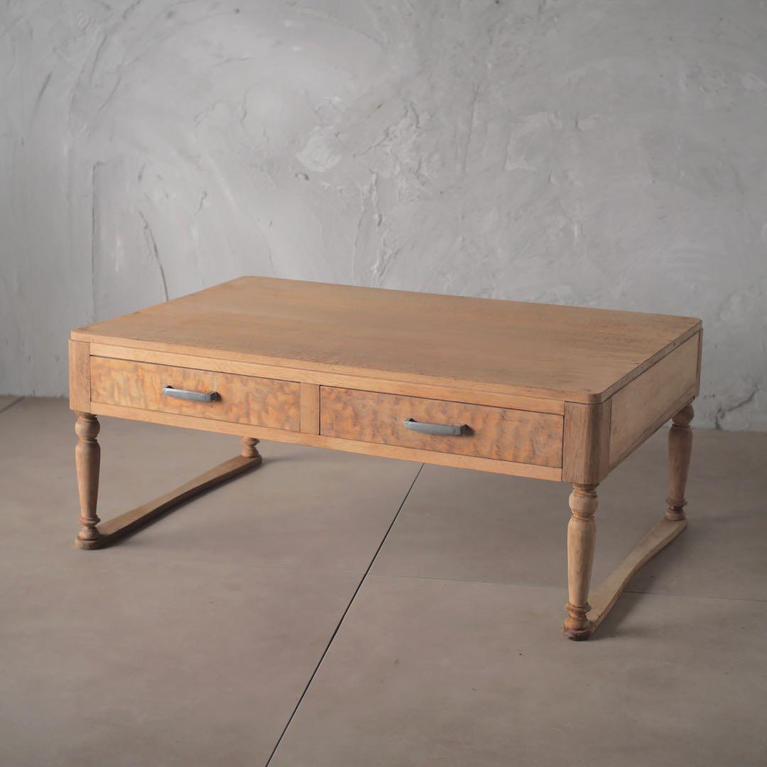 アンティーク ろくろ 脚 文机 ローテーブル 座卓 レトロ 無垢材