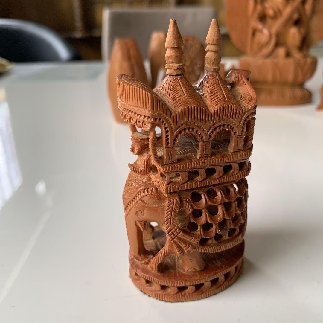 [希少] 白檀　エレファント　透かし彫り 希少] 白檀 エレファント 透かし彫り