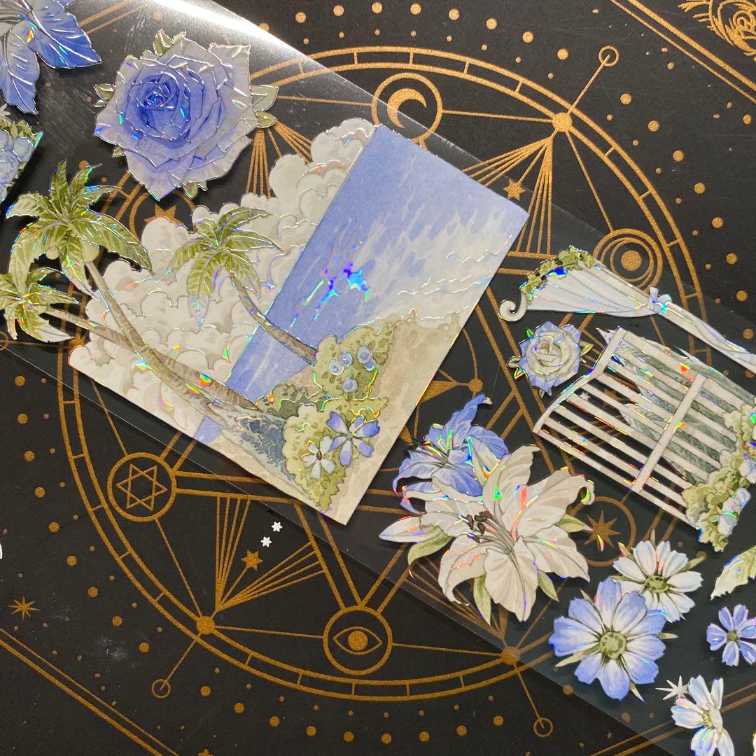 9146】海外 マステ 巻 貝殻光マスキングテープガーデン 海 花 装飾系