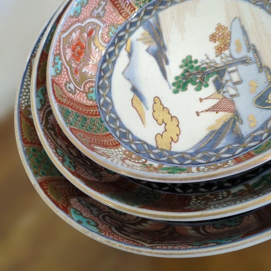 骨董 古伊万里 染錦 三っ丼 大中小 3つ 美品 鉢 器