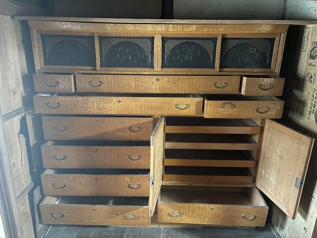 当時物| 和箪笥| 水屋箪笥| アンティーク| 大型 祖母の嫁入り