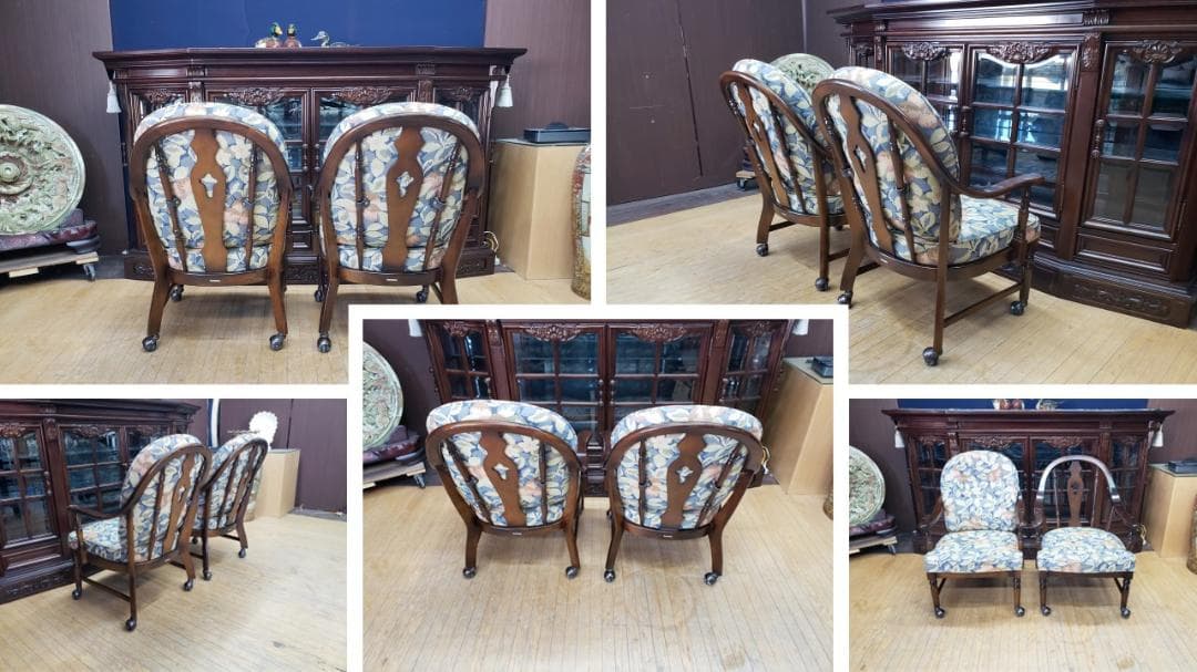 B20　カリモク　コロニアルシリーズ　キャスター付きチェア＆ダイニング３点セット