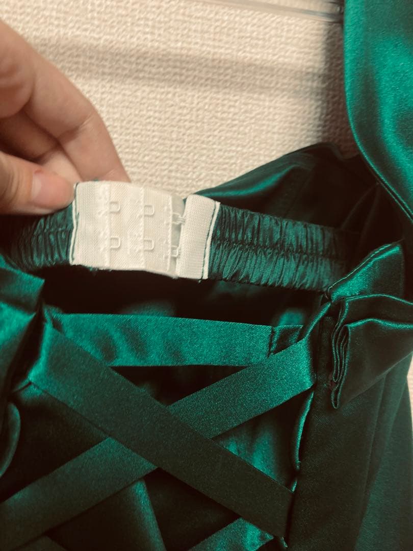 カラードレス 9号 ウェディングドレス サテン グリーン プリンセスライン