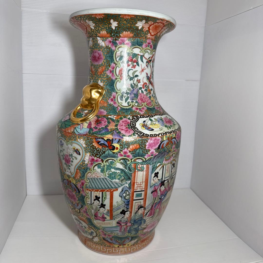 レア！大清乾隆年製 中国 粉彩 色絵 金彩 細密絵付 花鳥唐人図