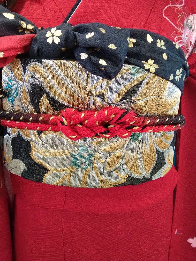 振袖フルセット、やまと誂製絞り成人式、重ね衿帯揚げ帯締め、袋帯