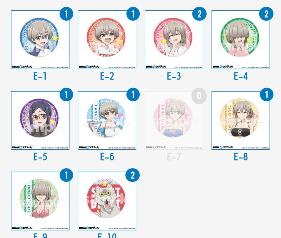 アニメグッズ(クジの缶バッジ、色紙)