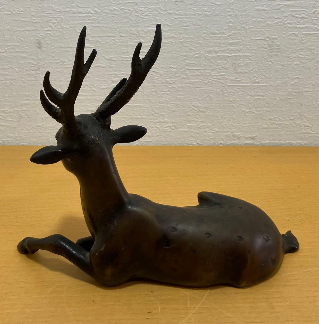 【金属製工芸/骨董品】鹿老人置物　七福神　置物　インテリア　オブジェ　金属製