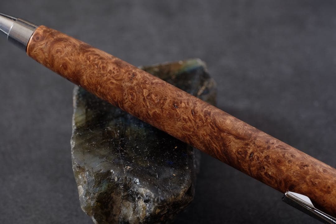 PG5木軸カスタム0223 高村杢工房 製図用シャープペンシル 花梨瘤紅白