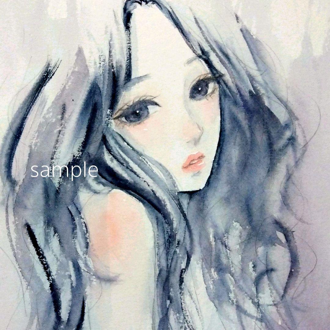 2428B　手描きイラスト　肉筆原画　水彩画　ヌード　裸婦画