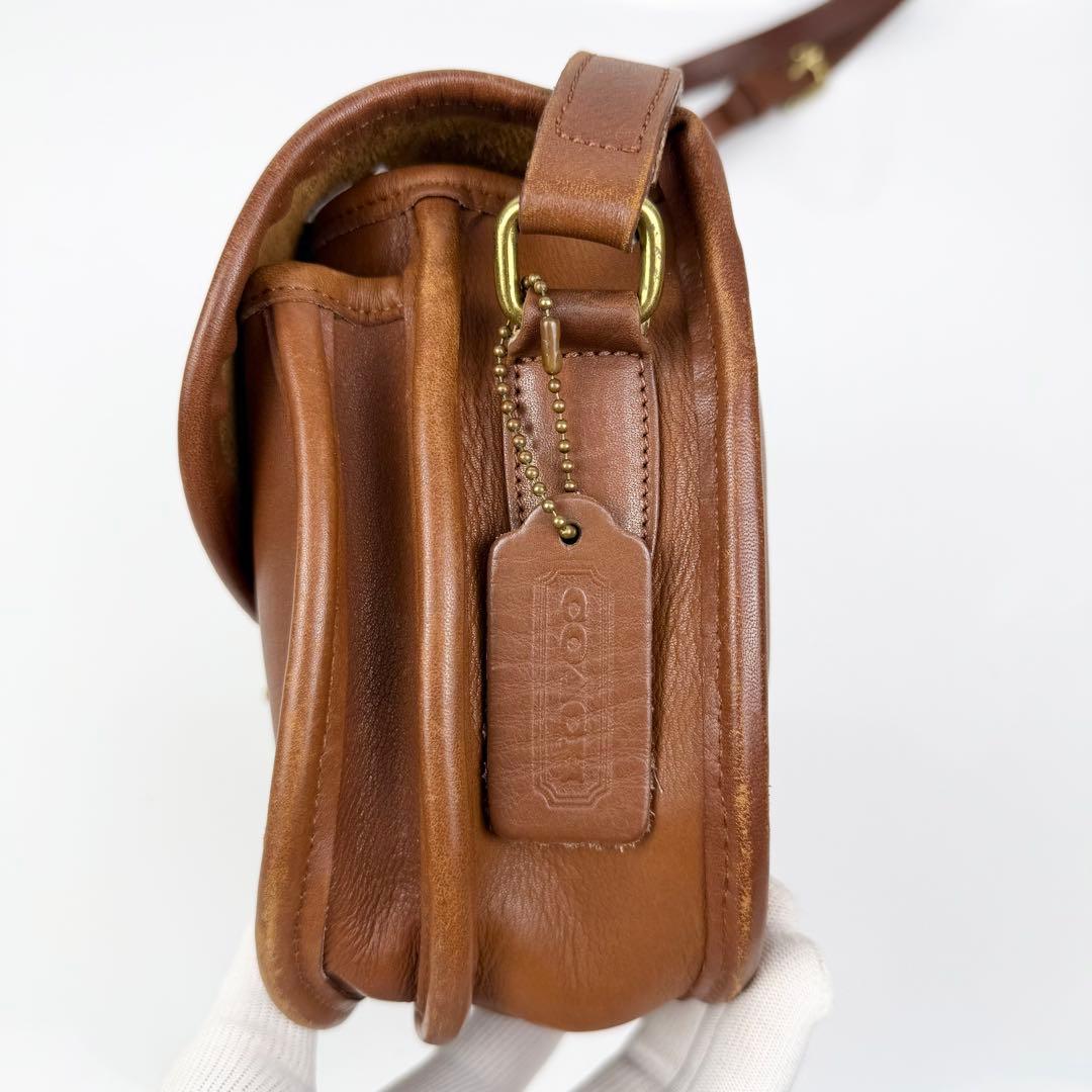 OLD COACH ショルダーバッグ ターンロック レザー ブラウン 9954