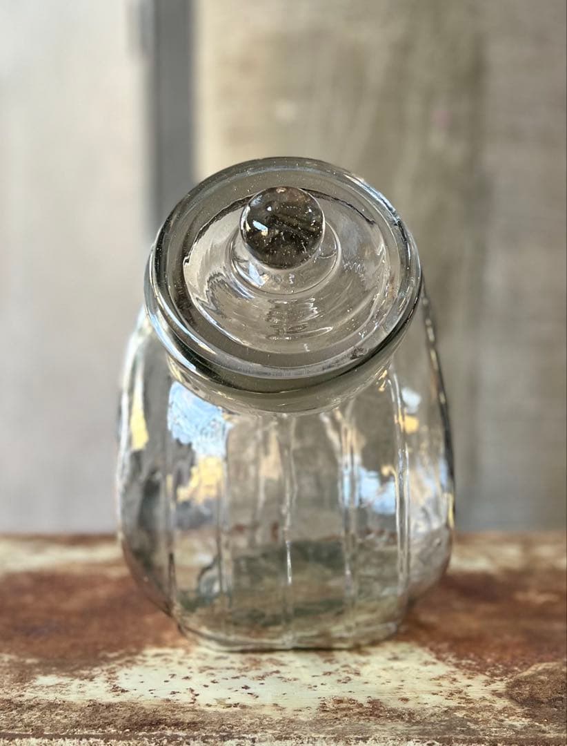 レトロ 猫ビン でんでん太鼓 飴屋瓶 菓子瓶 アンティーク ガラス