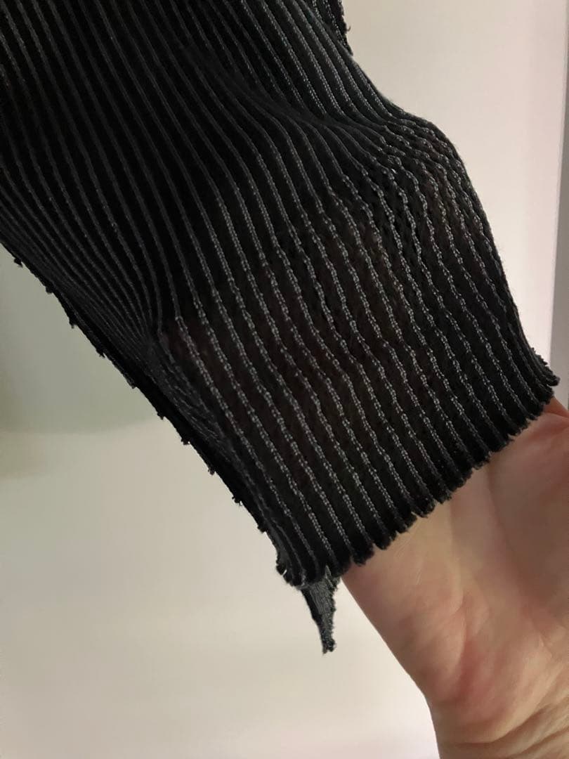 イッセイミヤケ サルエルパンツ 黒と白のストライプ