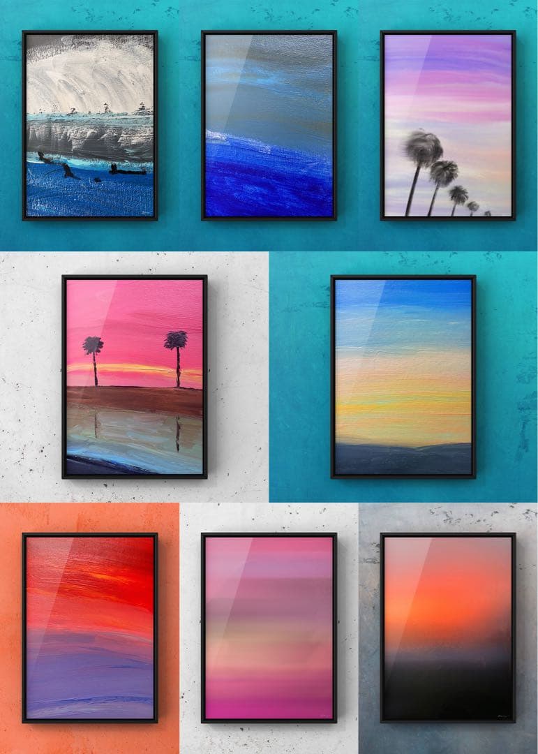 原画/抽象画/モダンアート/現代アート/アクリル画 NIGHT BREAK 海