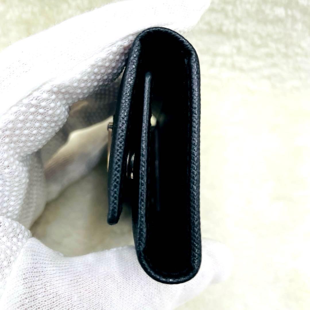 極美品 PRADA 6連 キーケース 三角ロゴ サフィアーノ ブラック 付属品