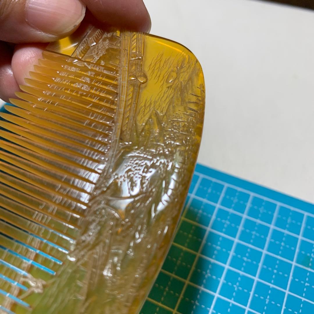 本鼈甲 櫛 嵐山渡月橋 銘あり 超細密彫 超絶技巧 アンティーク 髪