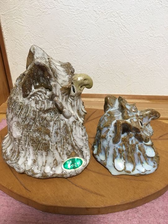 親子のフクロウ 信楽焼 狸庵作家作品 お値下げしました。