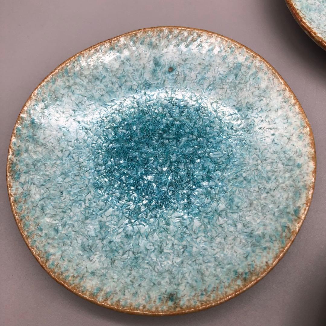 有田焼玉峰窯中尾哲彰銀河釉ブルー瑠璃色釉薬11.5cm布目小皿プレート5