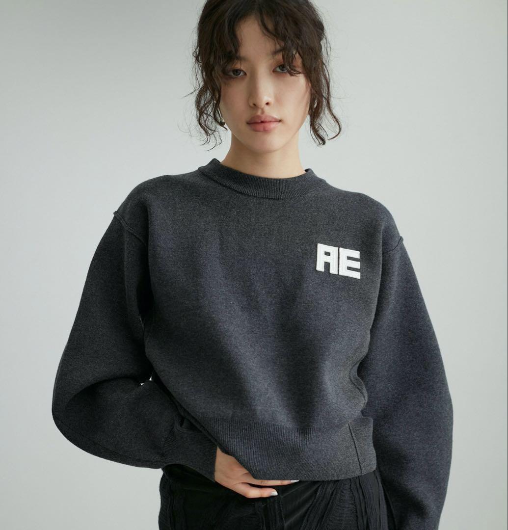 サステナブル　洗える　フェルト刺しゅうニットプルオーバー