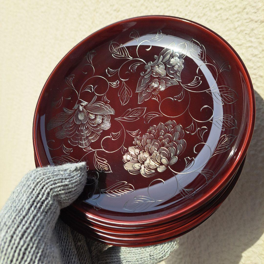 輪島塗五島屋謹製卓上膳×1客】布着本堅地沈黒西村国峰作