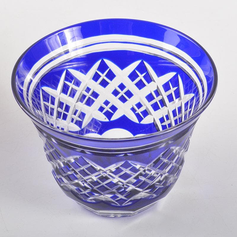 正人作 クリスタルガラス 切子 酒盃 共箱 N 6284