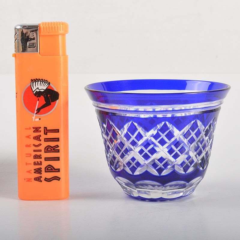 正人作 クリスタルガラス 切子 酒盃 共箱 N 6284