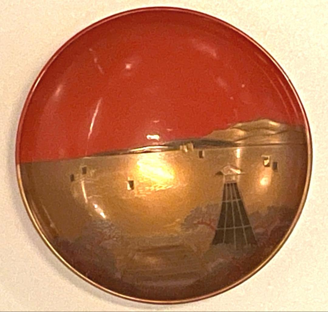 三つ組盃 金銀蒔絵 塗り師 春仁造 箱入り 田子の浦 二見ヶ浦 三保松原