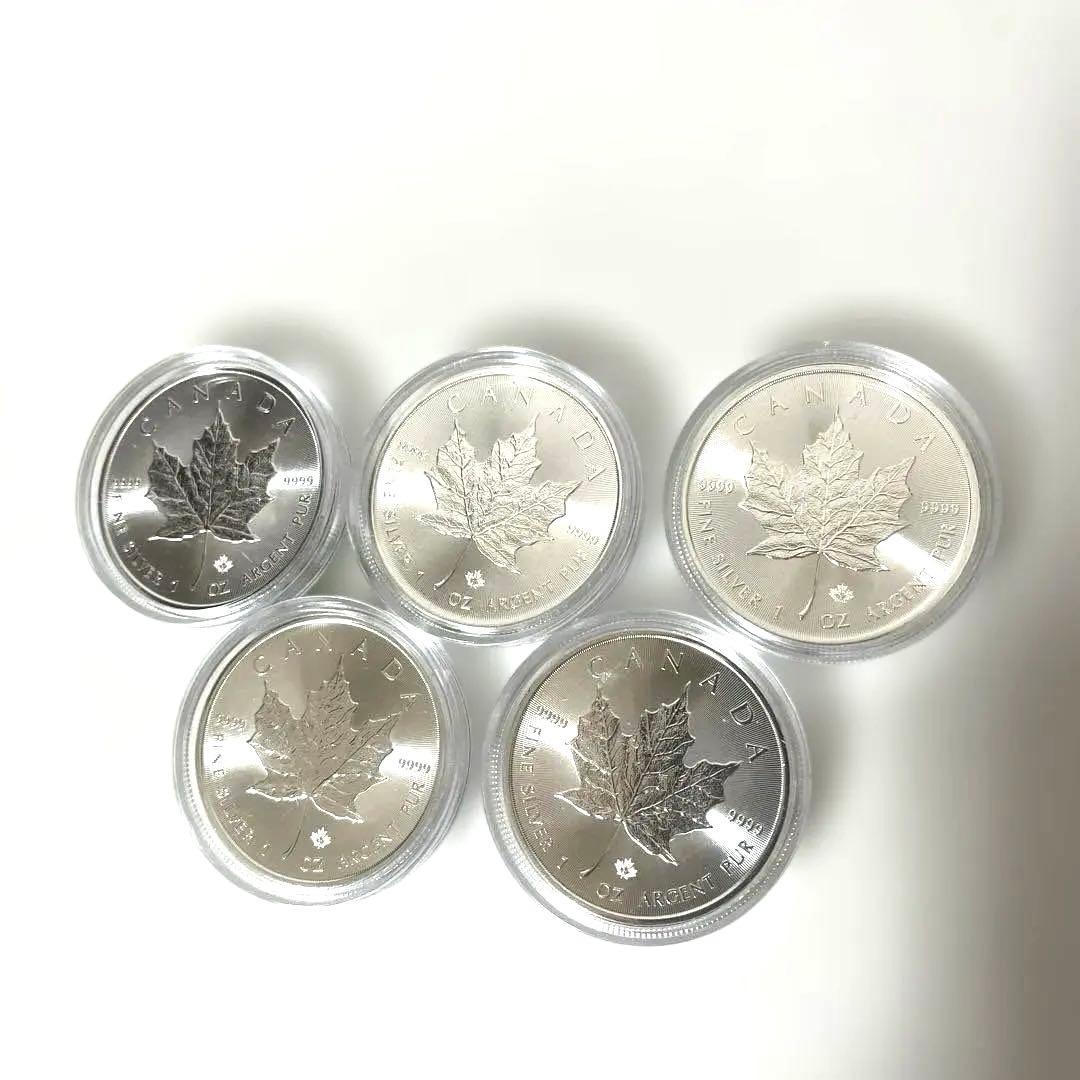 メイプルリーフ銀貨1オンス2021年】 クリアケース入り5枚【新品未使用