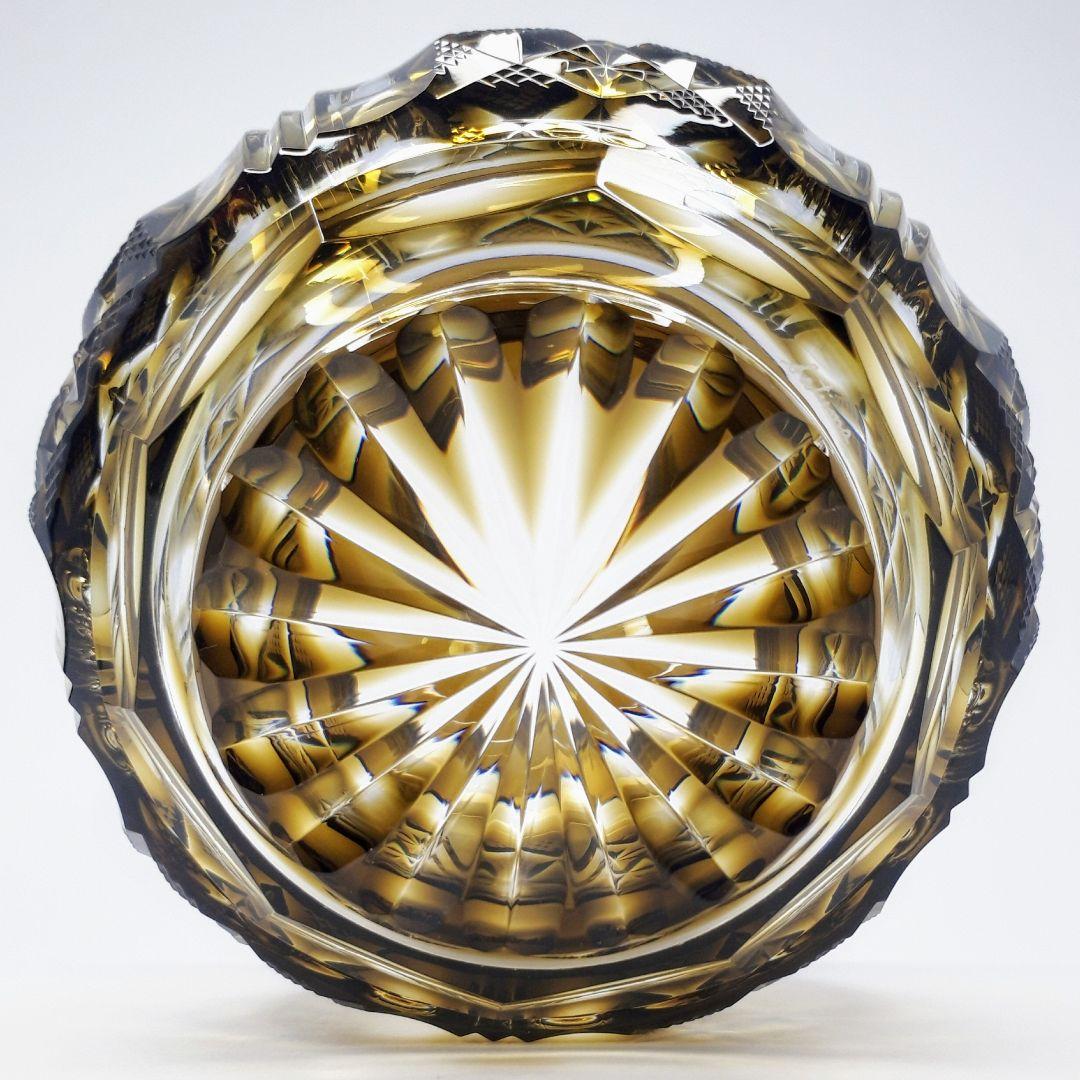 薩摩切子 黄色被せガラス 切子 シュガーポット 【 薩摩びーどろ工芸 】