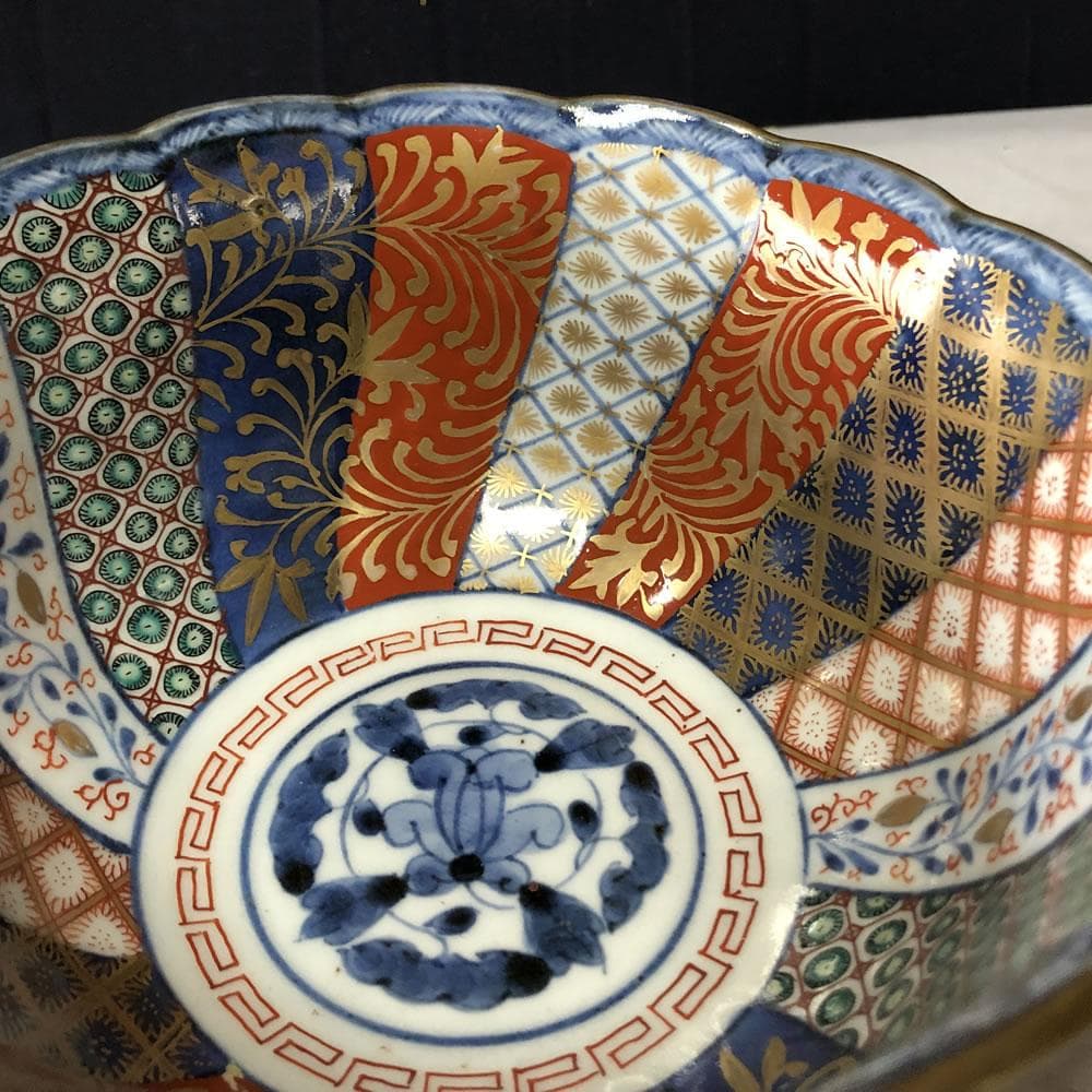 e2892 古伊万里 色絵 深鉢 高さ9cm 太明成化年製 輪花