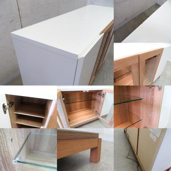 展示品 シギヤマ家具工業 オ ク材 ホワイト TOWN120 サイドボ ド 展示
