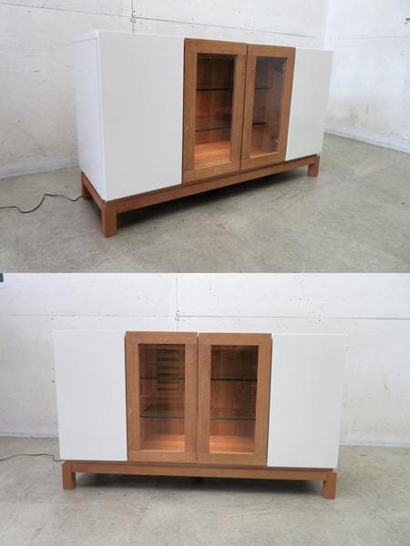 展示品 シギヤマ家具工業 オ ク材 ホワイト TOWN120 サイドボ ド 展示