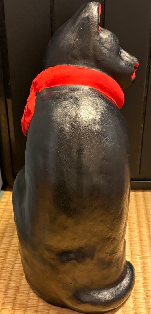 郷土玩具 招き猫(黒)大 まねきねこ 起人形