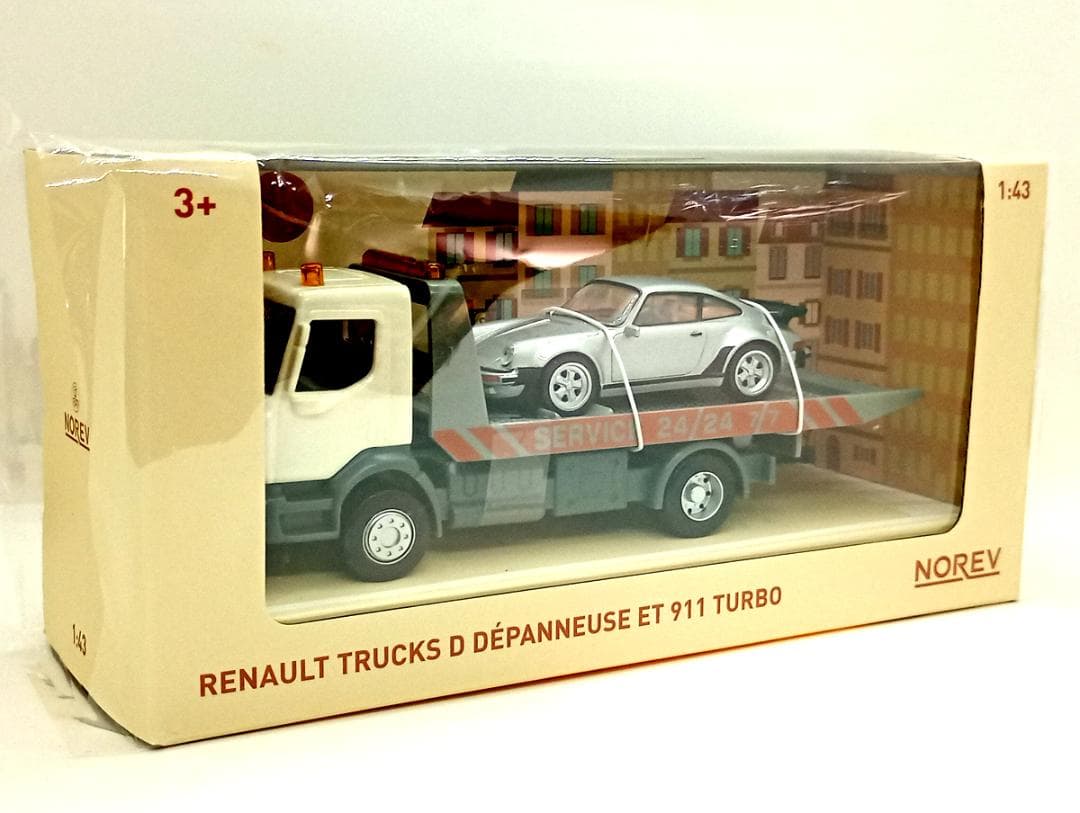 ノレブ 1/43 ルノー カロ トランスポーター+ポルシェ930 シルバー 2台