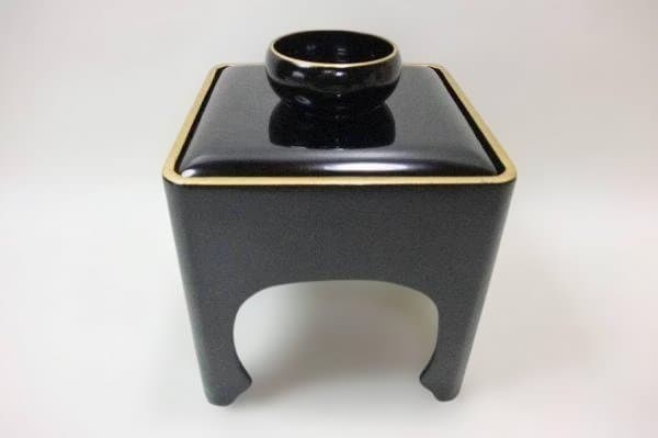 酒器 本錫 三ツ重揃 盃台 惣黒 堅地家具「孔雀屋利吉」会津塗