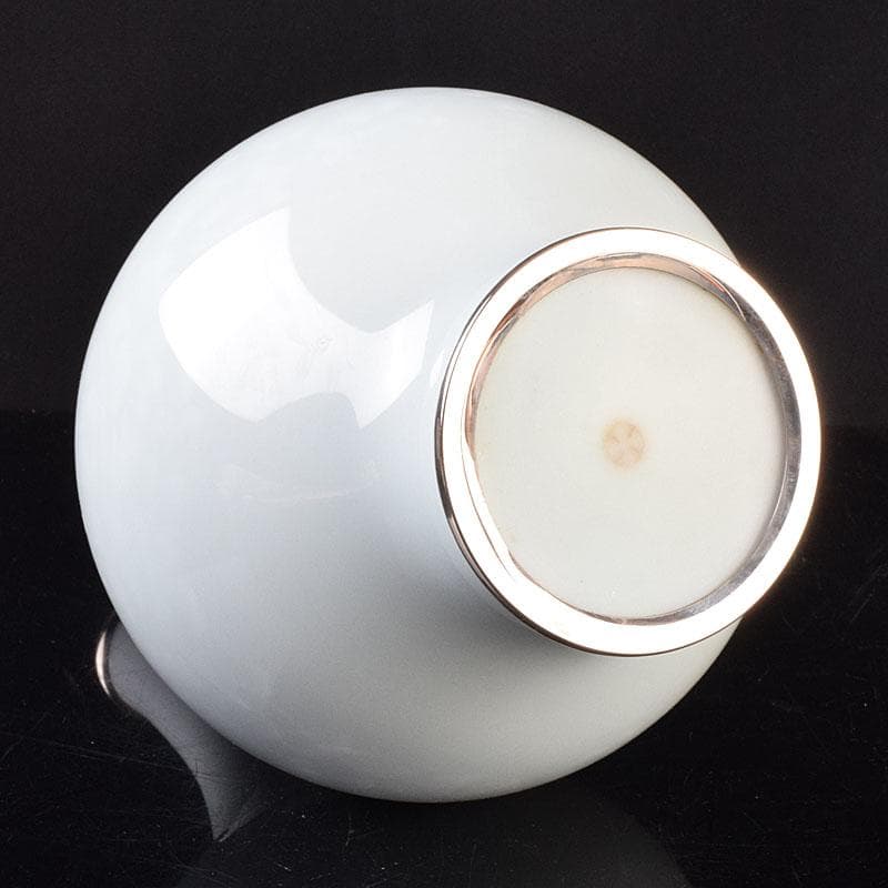 七宝焼 安藤七宝店造 青玉釉 唐草文 花瓶 共箱 D R9181H