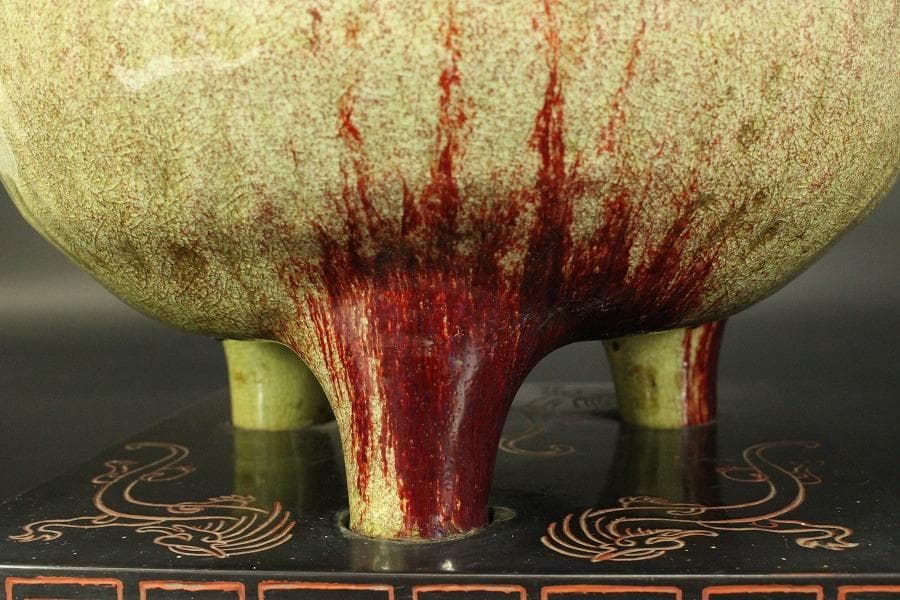 中国美術 窯変釉 時代 火鉢 瓶掛 φ30cm(LC403)