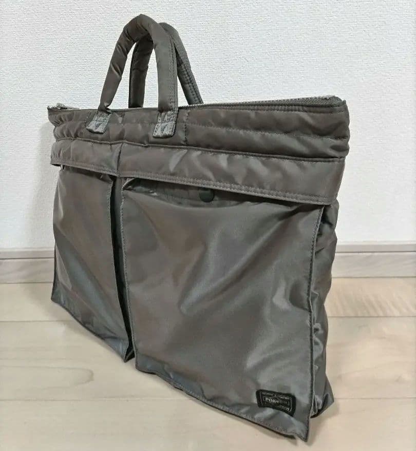J*3様 美品【ポーター】タンカー★ブリーフケース☆シルバー グレー ナイロンバ