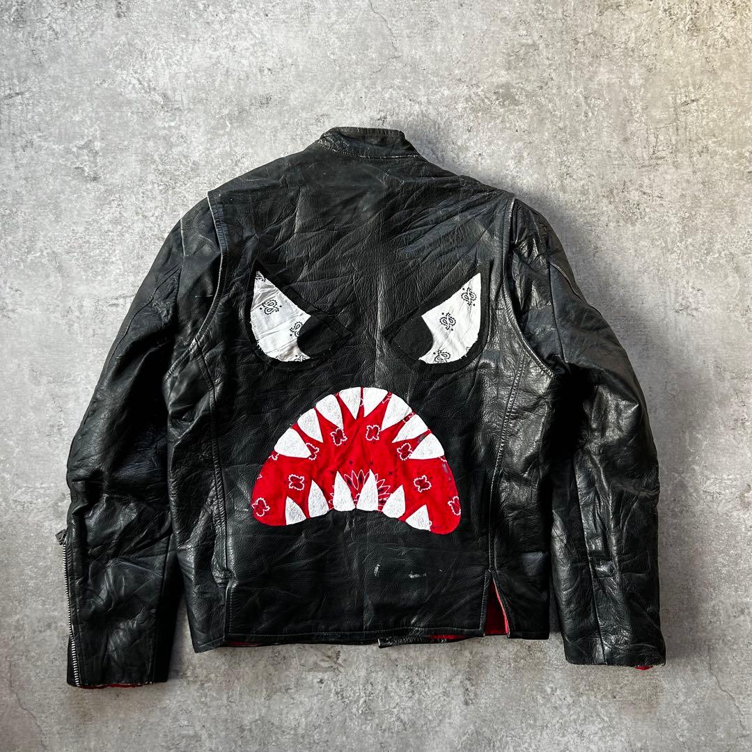 70s sears シアーズ レザージャケット ブラック 40 カスタム 本革