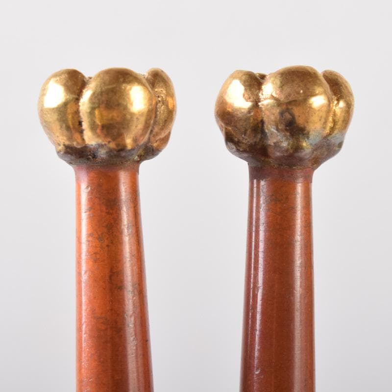 茶道具　岩田屋特製　鉄山造　黄銅　薫梅頭　飾火箸　共箱　C　7519